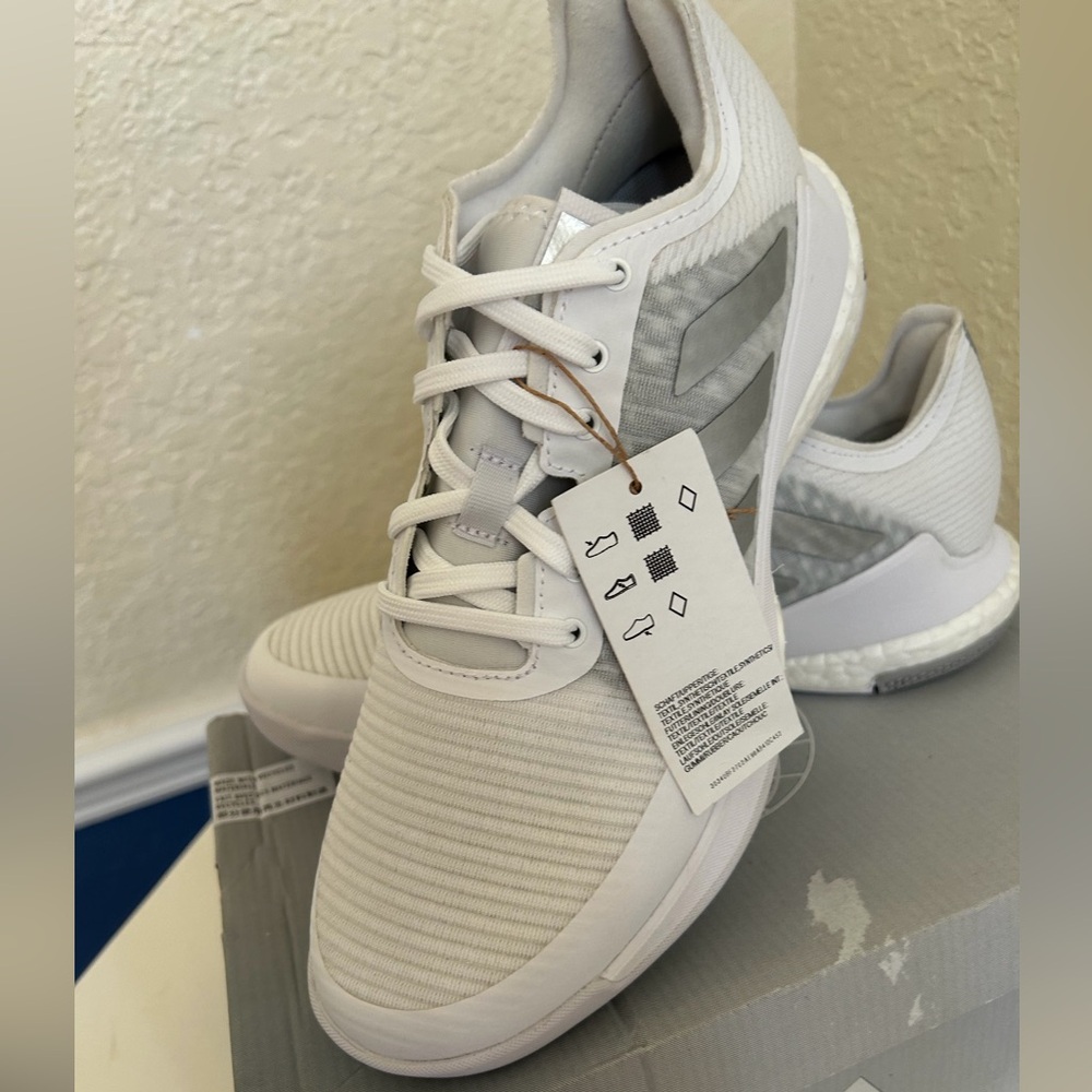 Adidas Crazyflight Shoes White Silver Metallic & Grey Color-way S 8 GY9270 - Picture 9 of 16